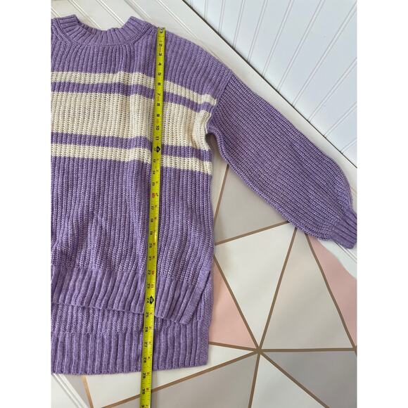 NWOT American Eagle Sweater Purple Cream Colorblock Crew Neck Pullover Size S - Picture 4 of 6